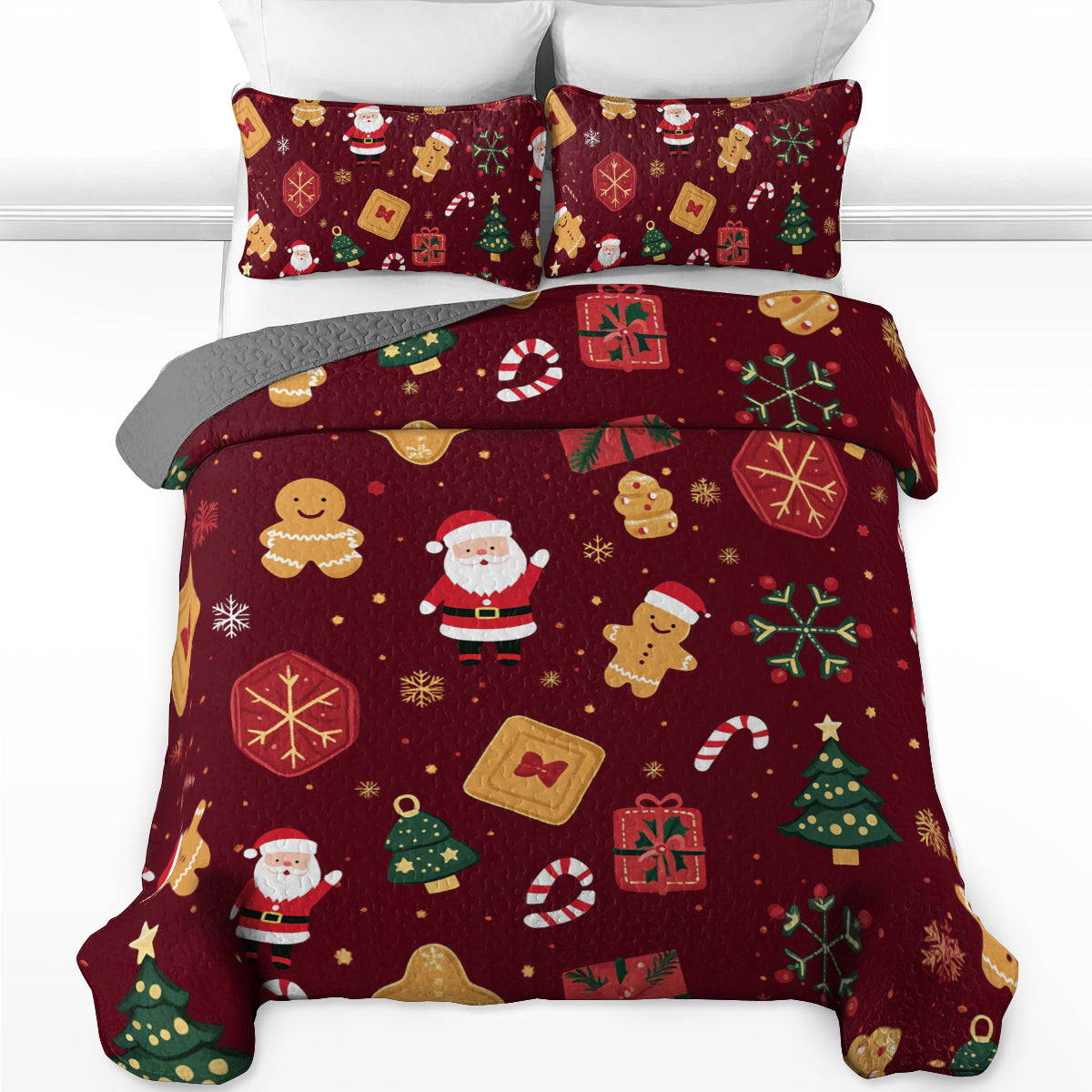 Shineful All Season Quilt 3-Piece Set Cute Christmas Pattern