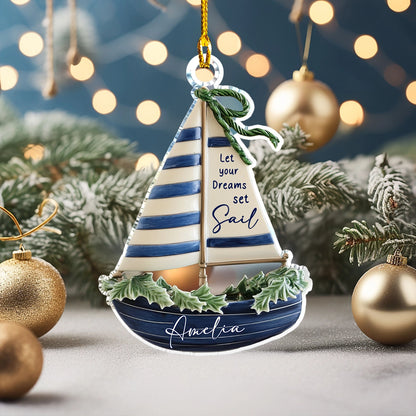 Shineful 2D Acrylic Ornament - Personalized Dreamy Sailboat