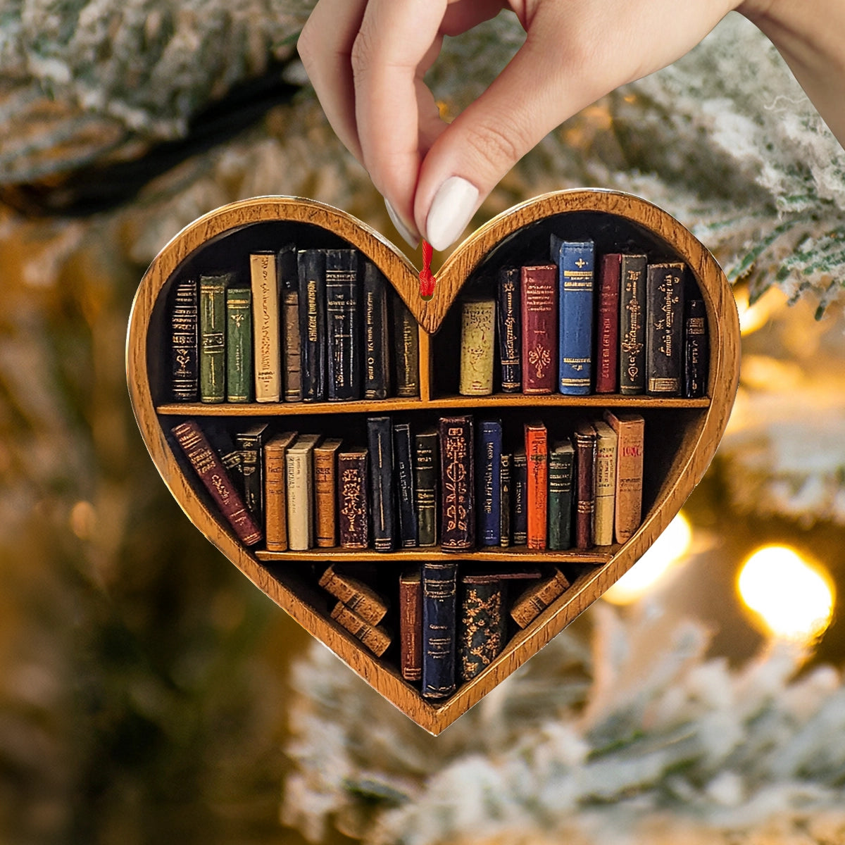 Shineful 2D Acrylic Ornament Reading Heartfelt Library