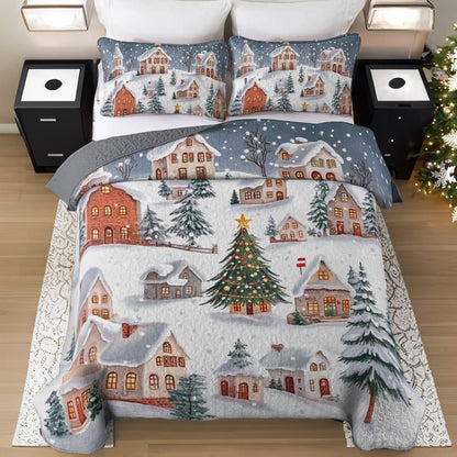 Shineful All Season Quilt 3-Piece Set Christmas Hometown Love