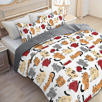 Shineful All Season Quilt 3-Piece Set Catnap Paradise