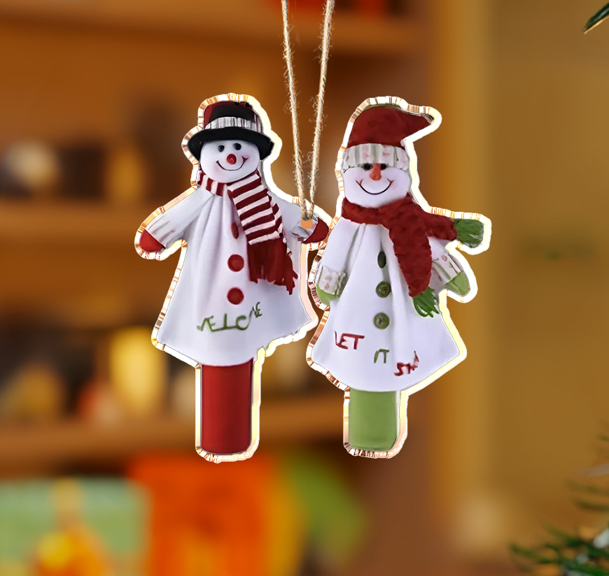 Shineful 2D Acrylic Ornament - Jolly Snowman Duo