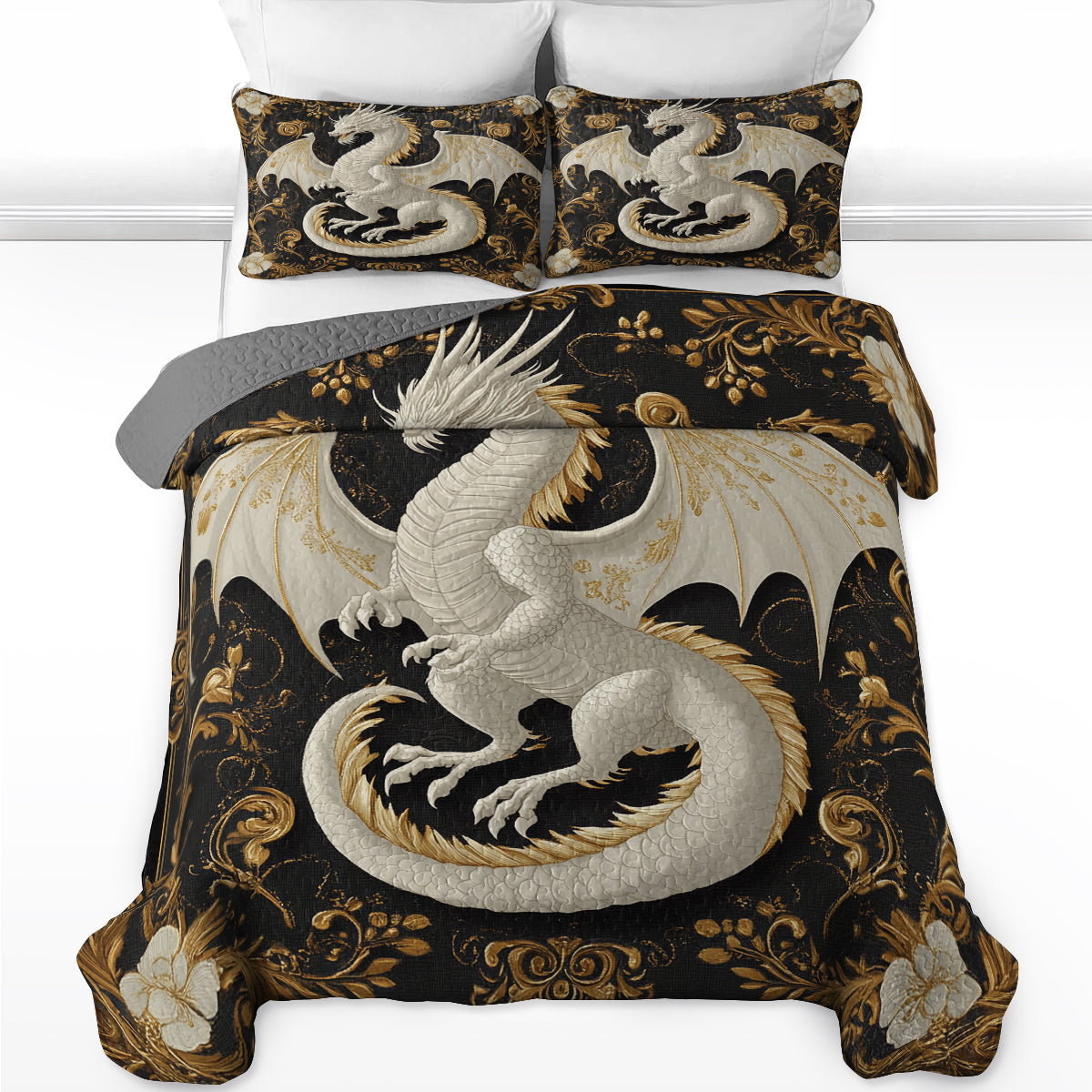 Shineful All Season Quilt 3-Piece Set Golden Scales