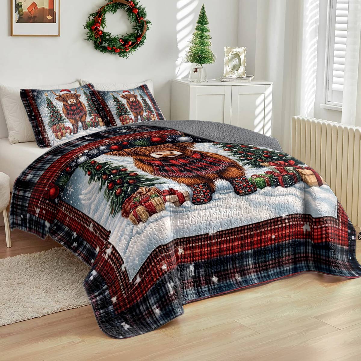 Shineful All Season Quilt 3-Piece Set Mooey Christmas