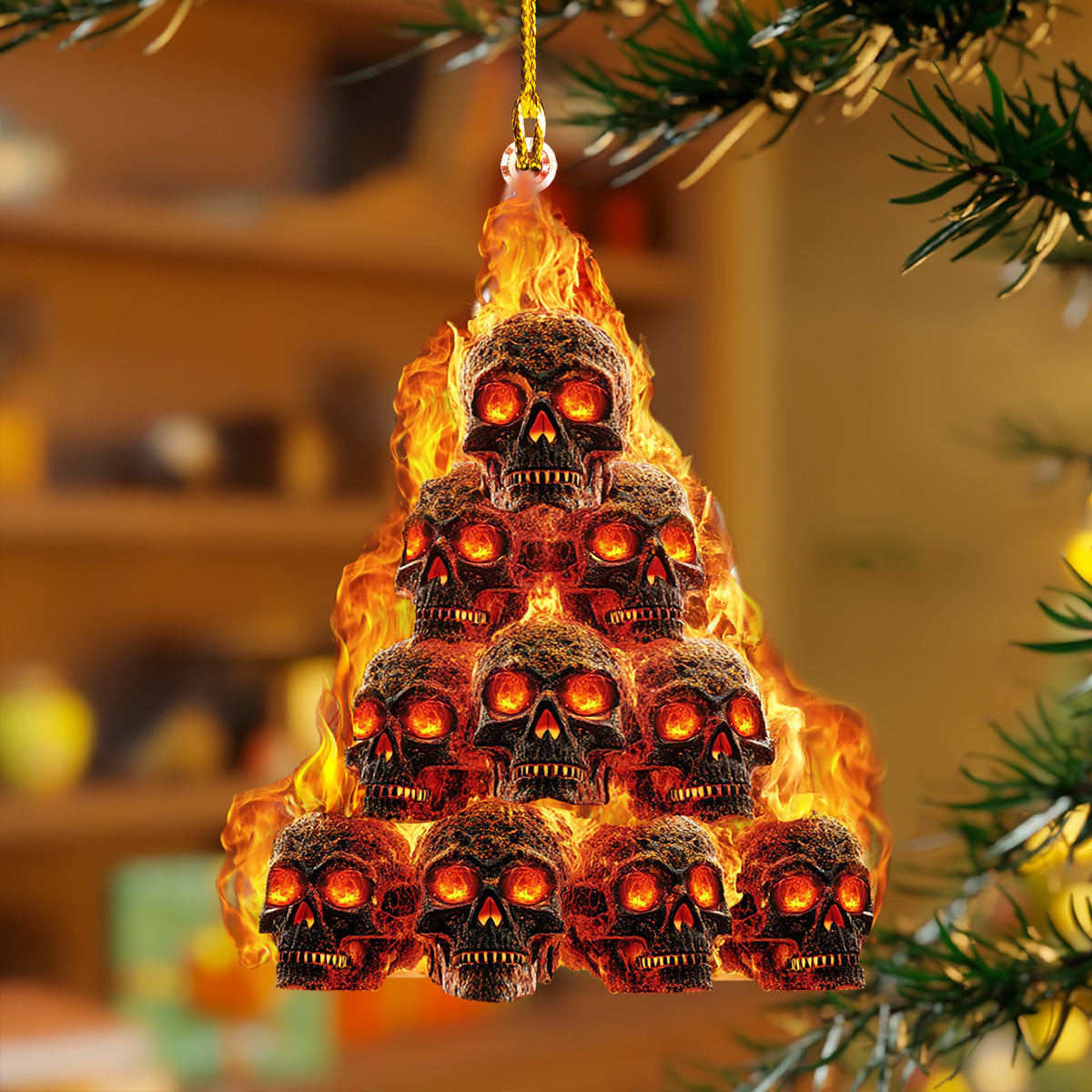 Shineful 2D Acrylic Ornament - Inferno Skull Pyramid