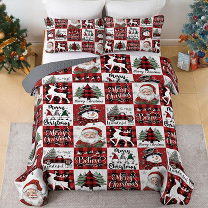 Shineful All Season Quilt 3-Piece Set Christmas Patchwork