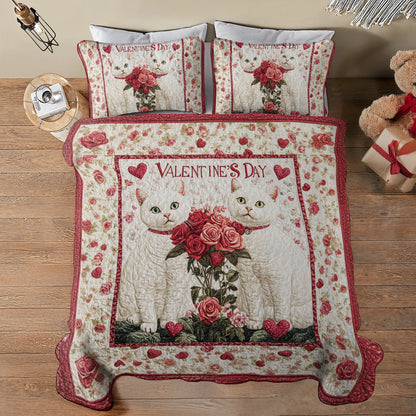 Shineful All Season Quilt 3-Piece Set Lovely Cats Valentine