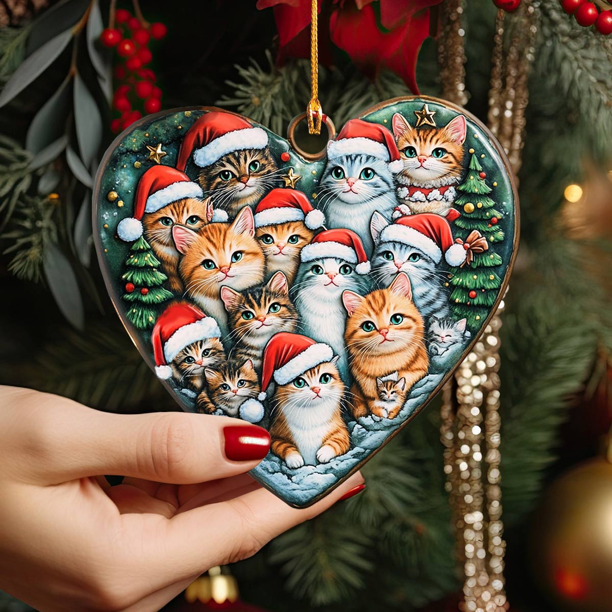 Shineful 2D Acrylic Ornament Heart of Cats