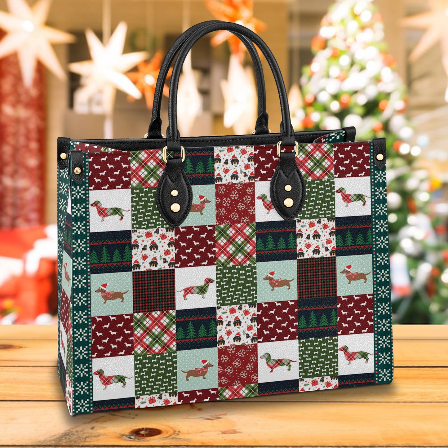 Shineful Leather Bag Dachshund Christmas