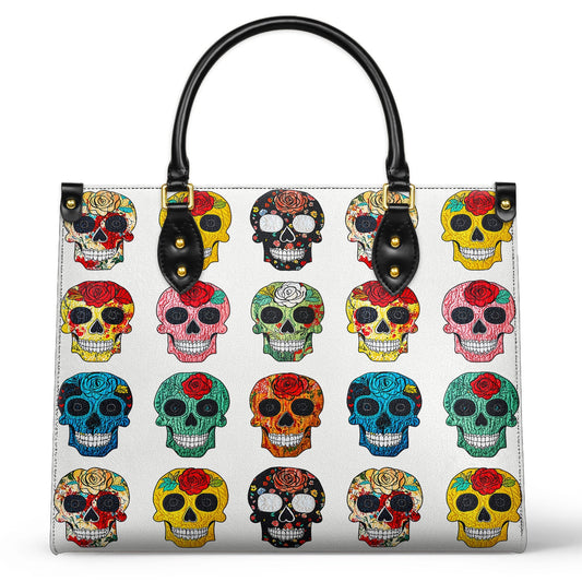 Shineful Leather Bag Colorful Sugar Skull Roses