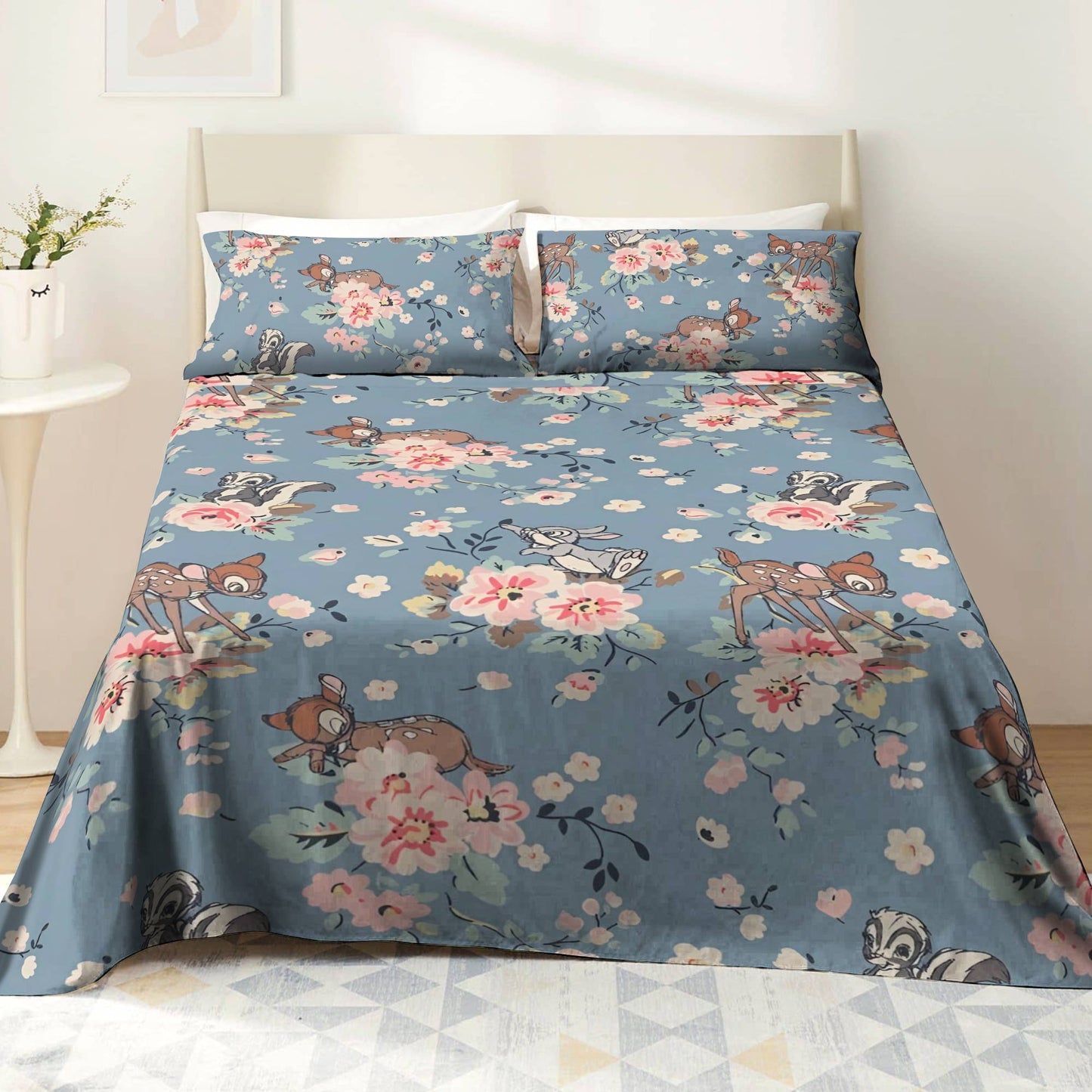 Shineful 4-Piece Bed Sheet Set Bambi Blue