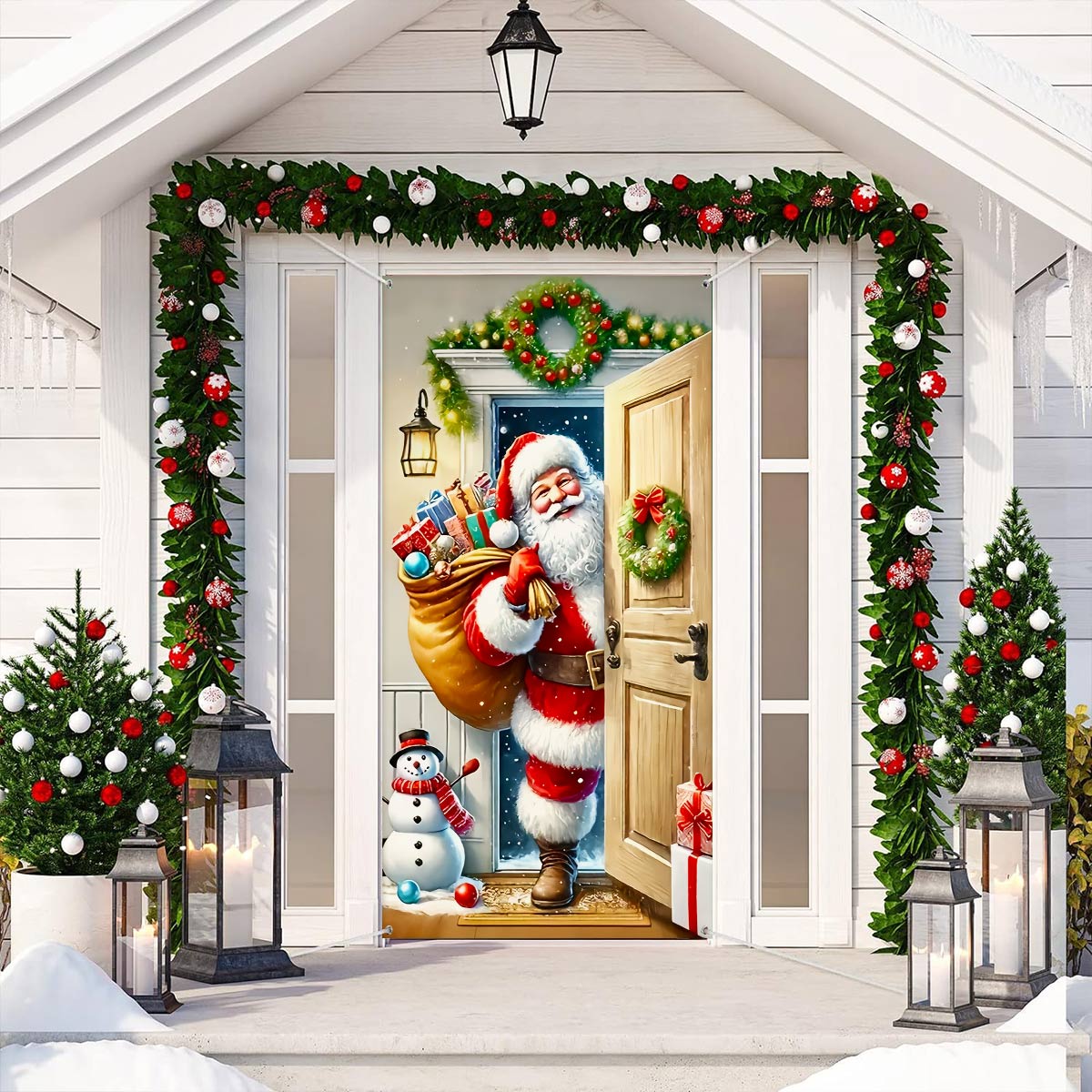 Shineful Door Cover Happy Santa Claus