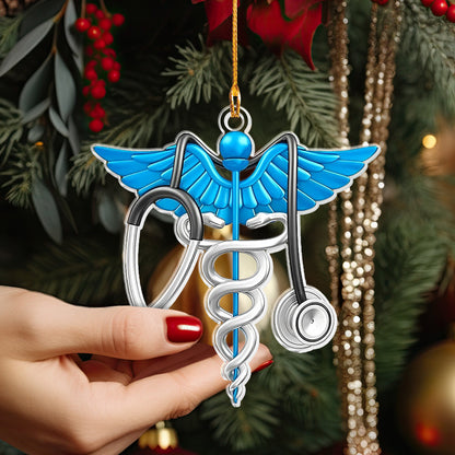 Shineful 2D Acrylic Ornament - Medical Caduceus