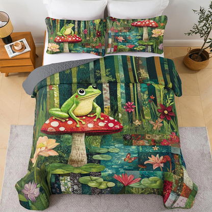 Shineful All Season Quilt 3-Piece Set Froggie's Forest