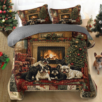 Shineful All Season Quilt 3-Piece Set - Frenchie Fireside Christmas