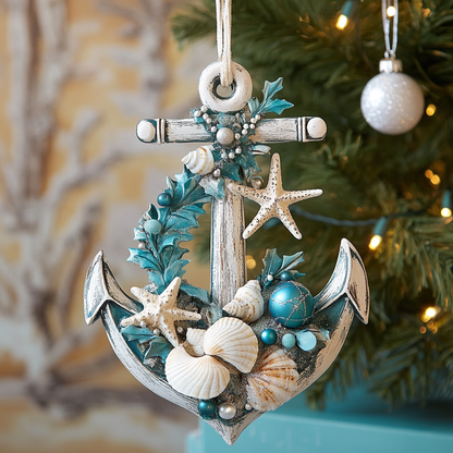 Shineful 2D Acrylic Ornament Coastal Christmas Anchor