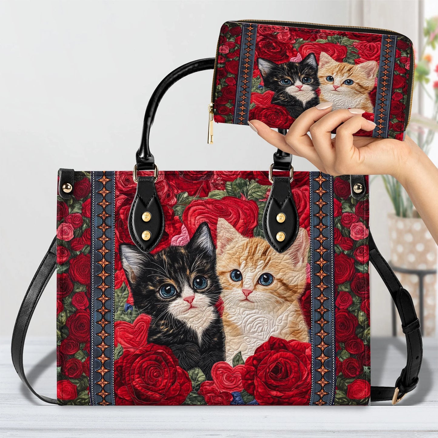 Sac en cuir brillant Chat Purrfect Rose Companions