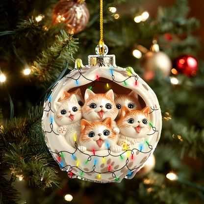 Shineful 2D Acrylic Ornament Christmas Cat Cuddle