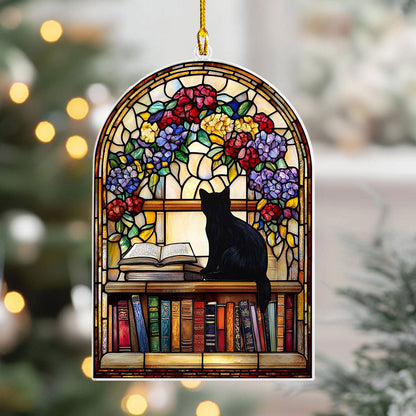 Shineful 2D Acrylic Ornament Reading Cat