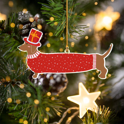 Shineful 2D Acrylic Ornament Dachshund Hohoho