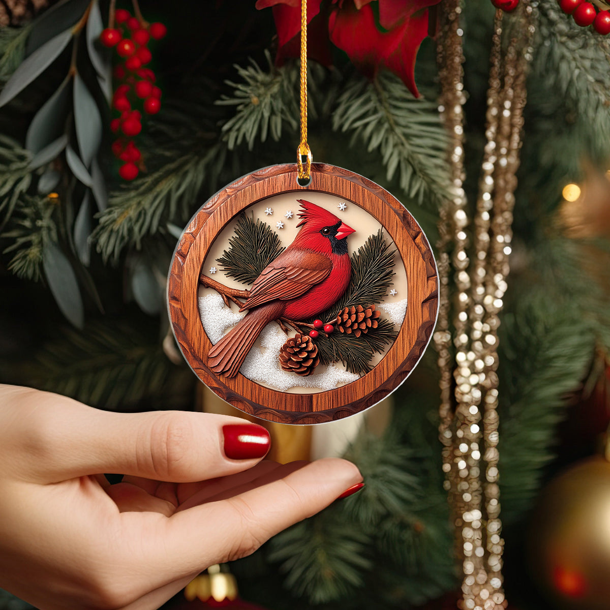 Shineful 2D Acrylic Ornament Wooden Cardinal