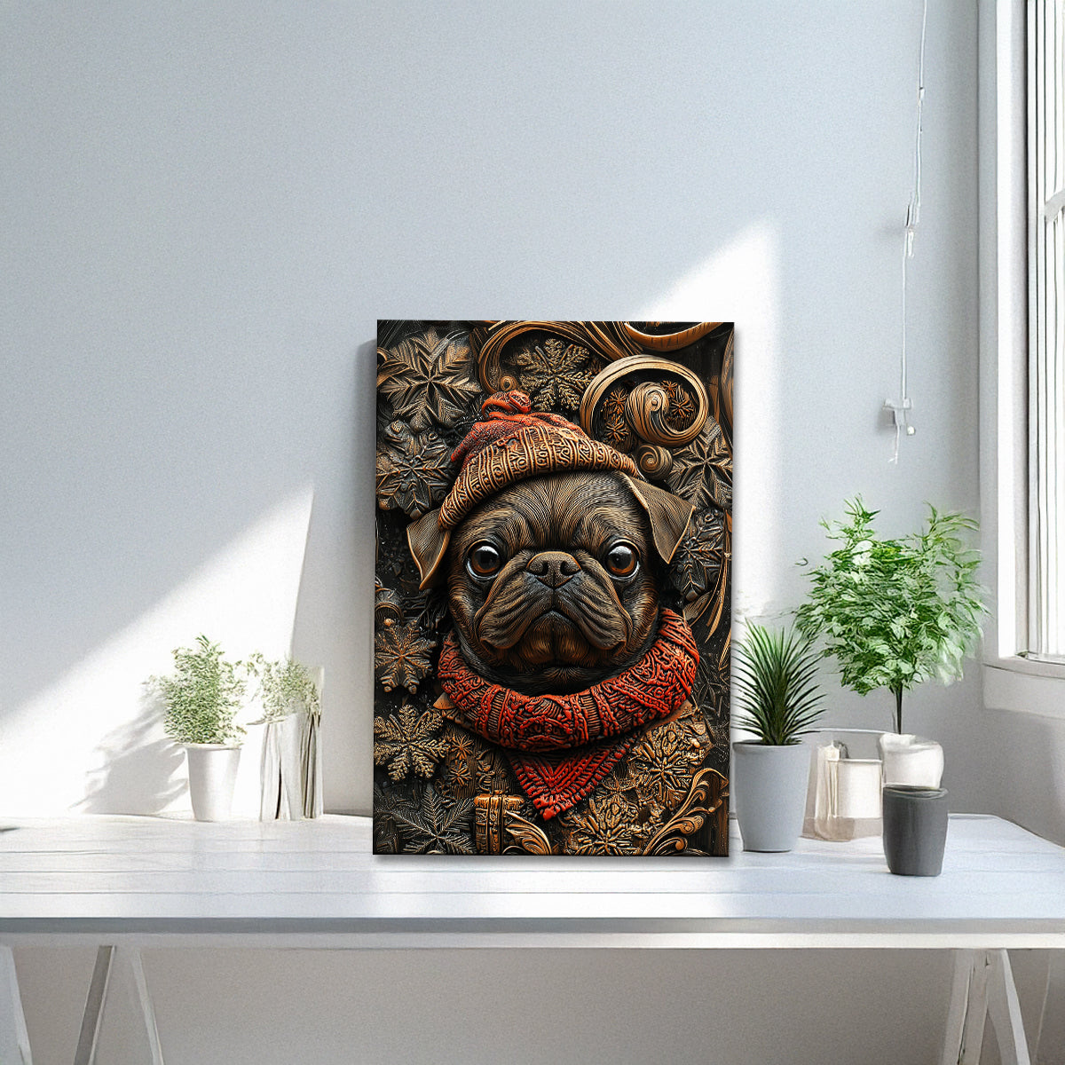 Shineful 2D Metal Sign Winter Christmas Pug