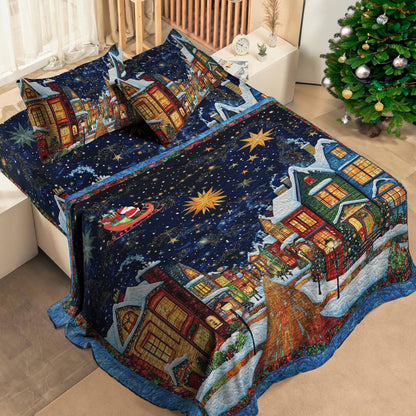 Shineful 4-Piece Bed Sheet Set Winter Village