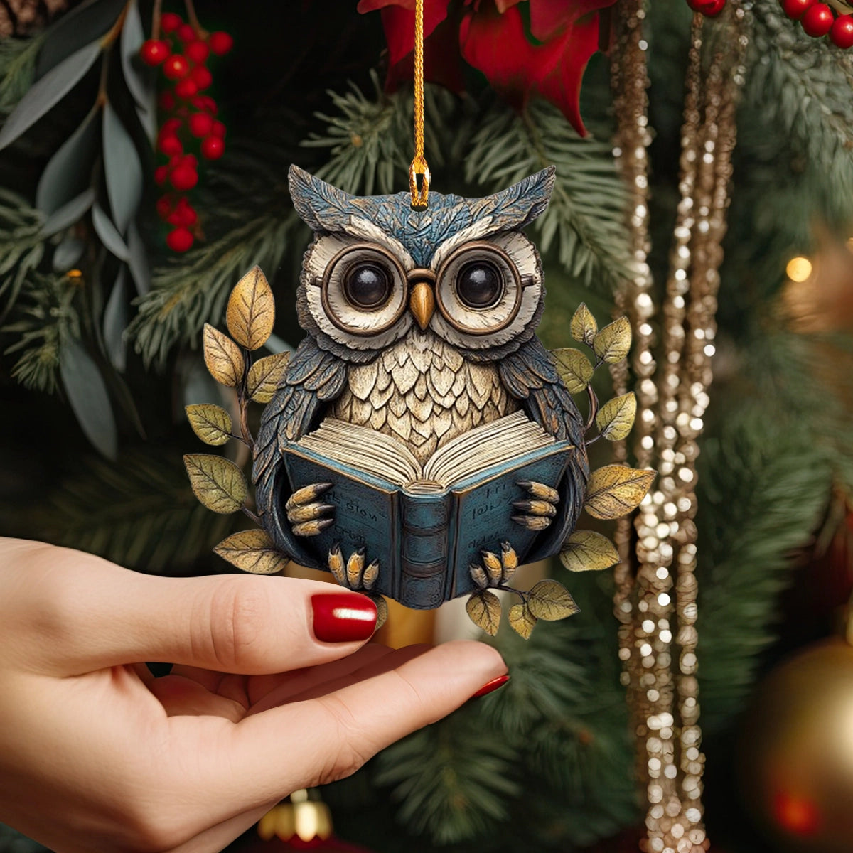 Shineful Acrylic Ornament Wise Woodland Owl Reading