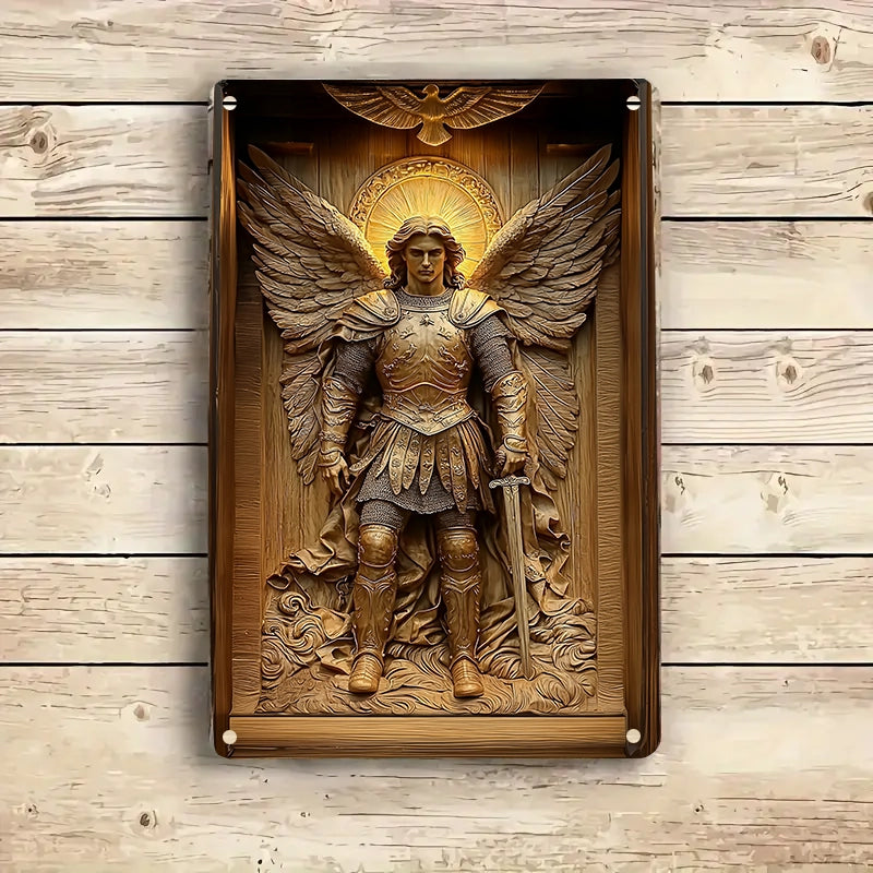 Shineful 2D Metal Sign  Archangel Michael Warrior