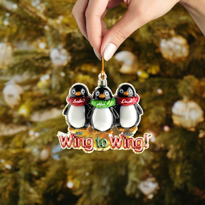 Shineful Personalized 2D Acrylic Ornament Festive Penguigns Family Of 3