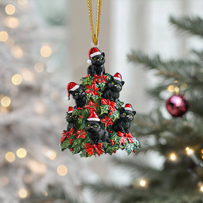 Shineful 2D Acrylic Ornament Holly Berry Christmas Black Cats