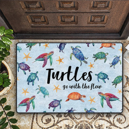 Shineful Ultra-Thin Non Skid Floor Mat, Kitchen Rugs Sea Turtle Go With The Flow