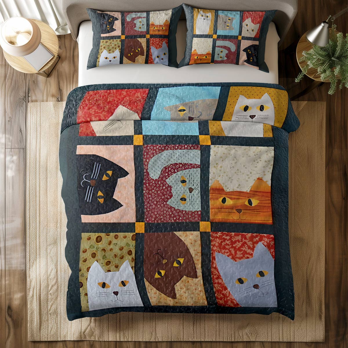 Shineful All Season Quilt 3-Piece Set Feline Fun