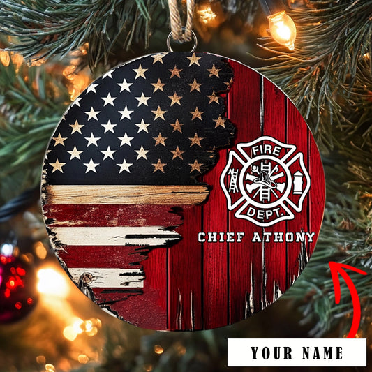 Shineful Acrylic Ornament Personalized Firefighter’s Patriot Pride