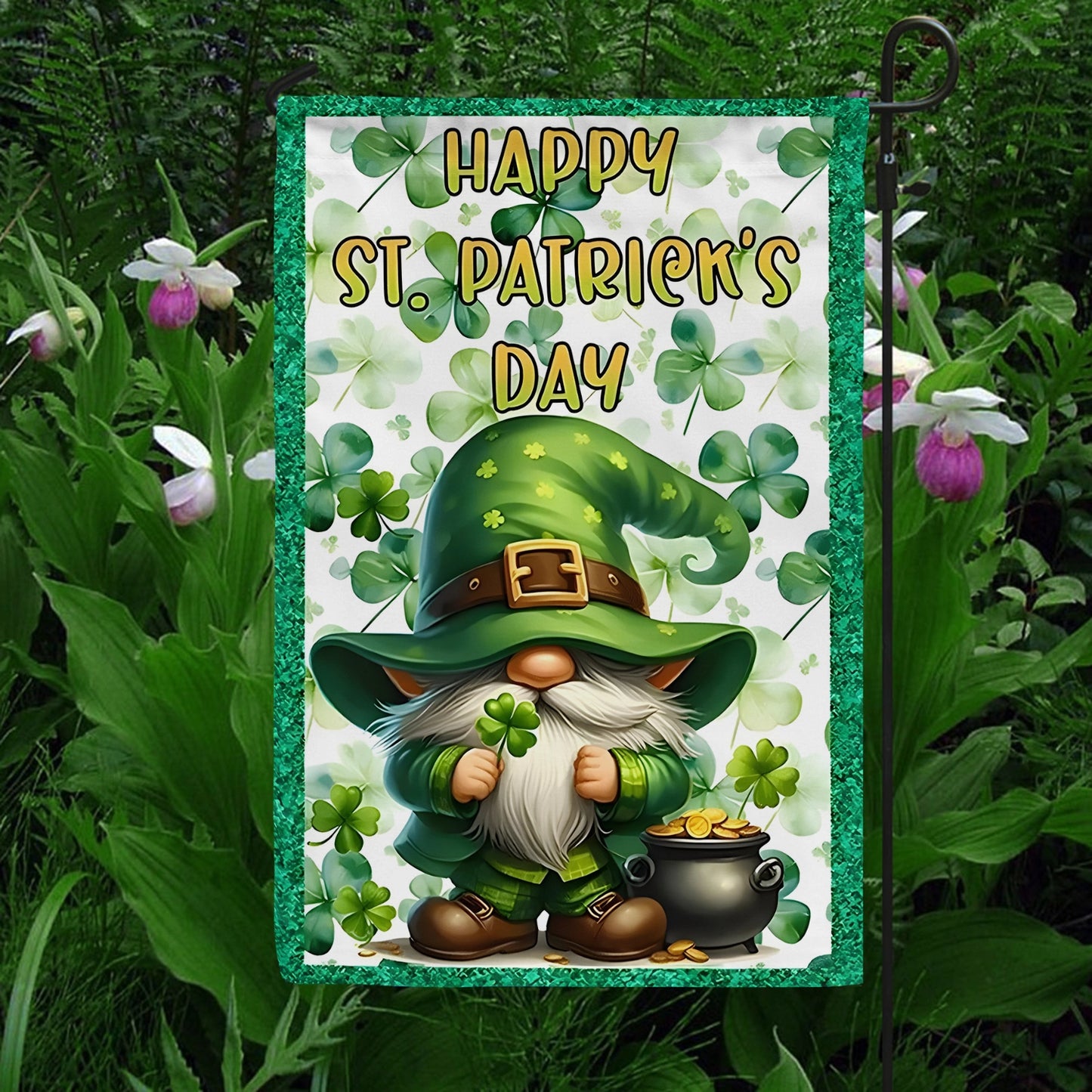 Shineful Garden Flag 12" x 18" Irish Charm Gnome