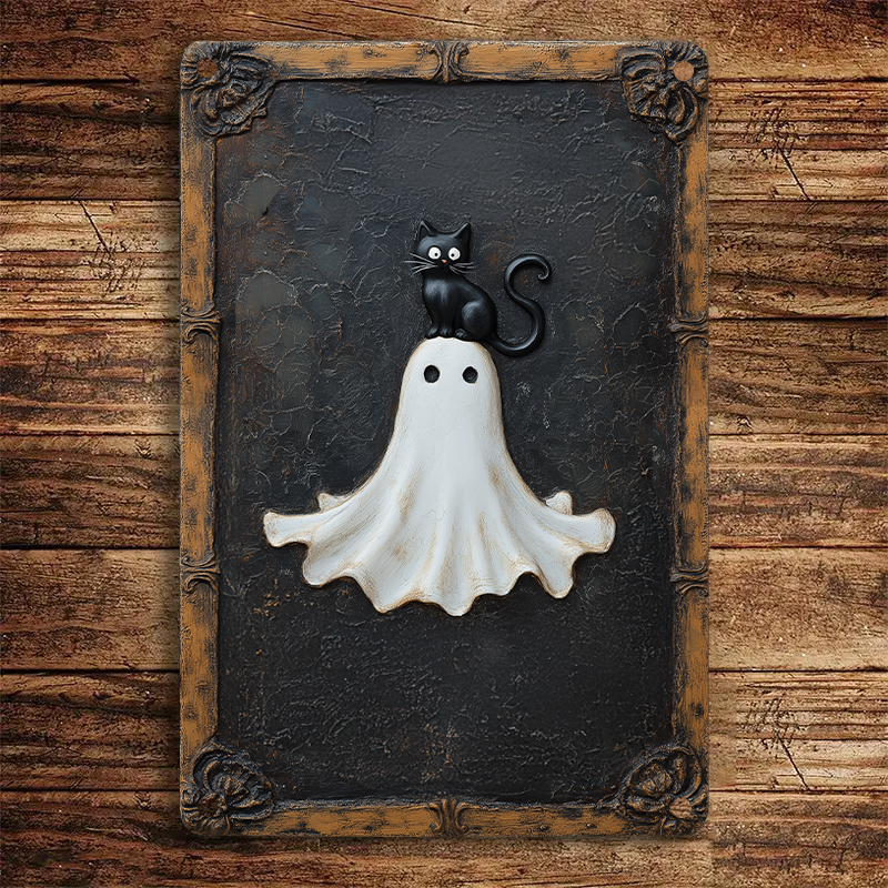 Shineful 2D Metal Sign Spooktacular Kitty Ghost