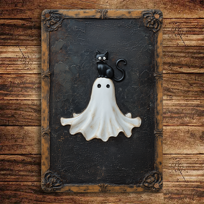 Shineful 2D Metal Sign Spooktacular Kitty Ghost