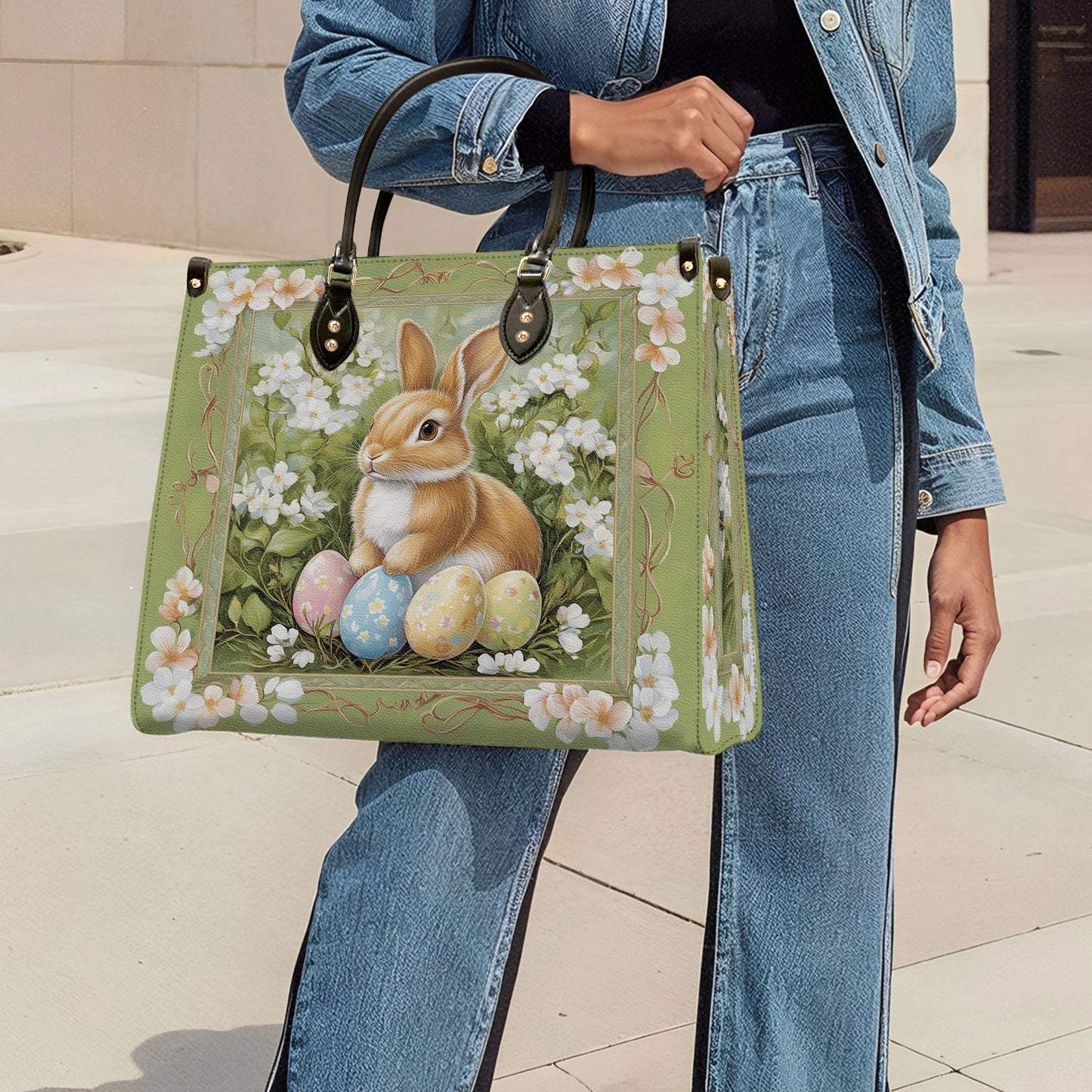 Glänzende Ledertasche Easter Elegance Bunny