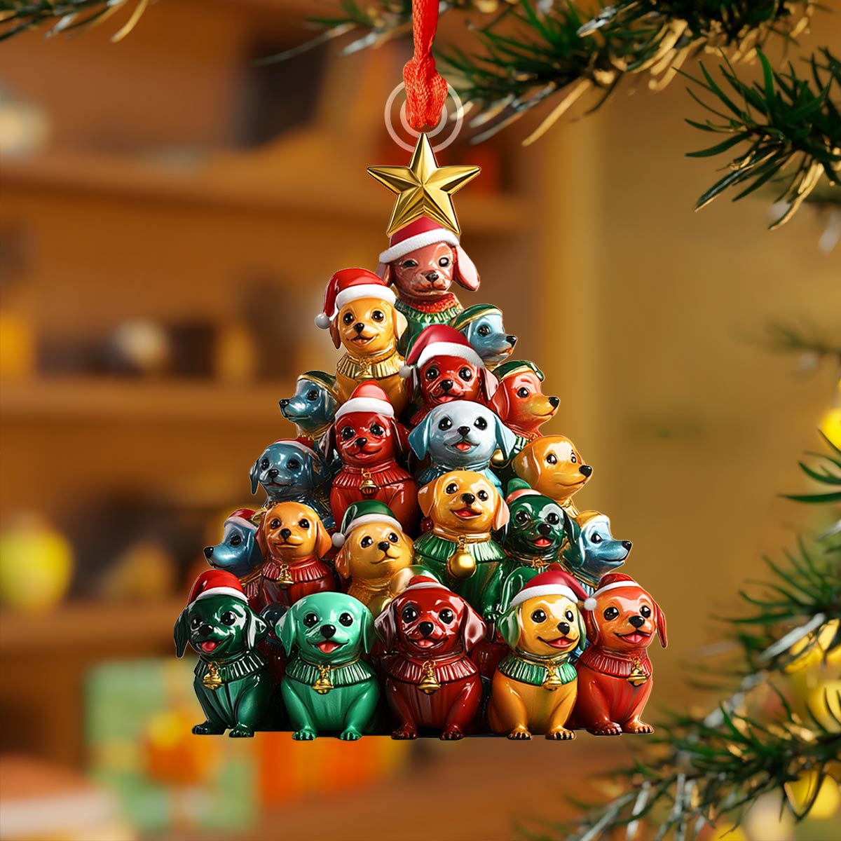 Shineful 2D Acrylic Ornament Dachshund Christmas Tree