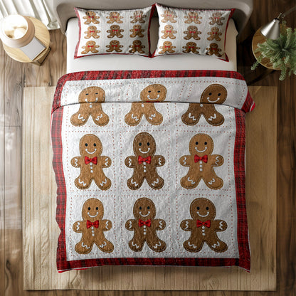 Shineful All Season Quilt 3-Piece Set Cute Christmas Gingerbread