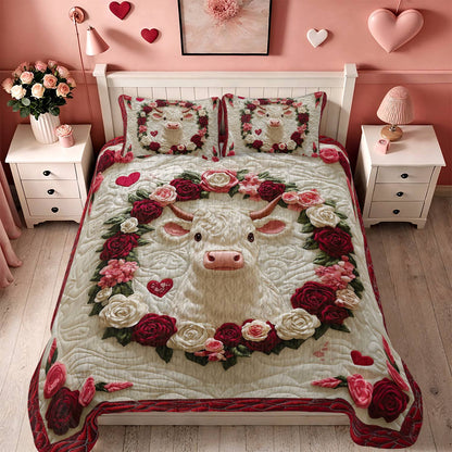 Shineful All Season Quilt 3-Piece Set Cow Rose