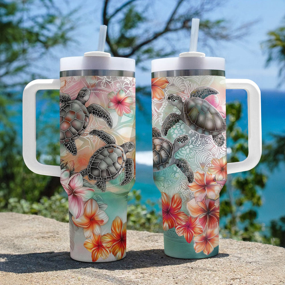 Shineful Tumbler Hibiscus Sea Turtles