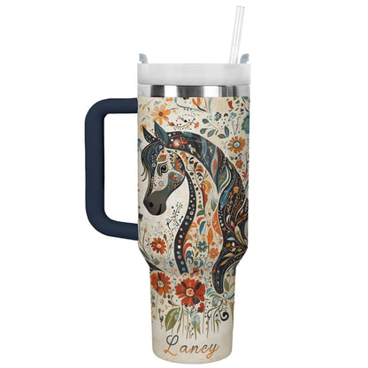 Glänzender Becher mit Blumenmotiv, Spirit Horse