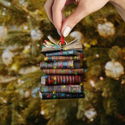 Shineful 2D Acrylic Ornament - Book Lover's Holiday