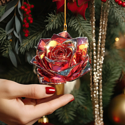 Shineful 2D Acrylic Ornament Stunning Crystal Rose