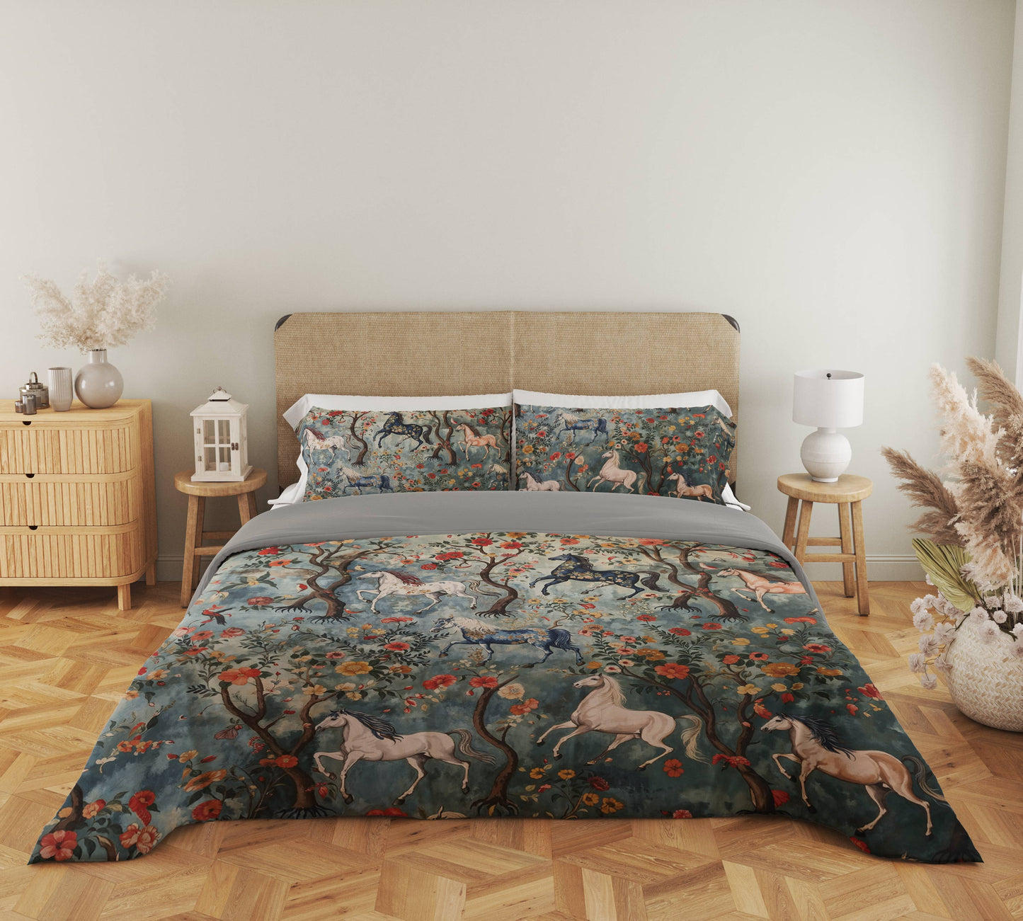 Shineful 3 Pieces Duvet Cover Set Mystical Steed