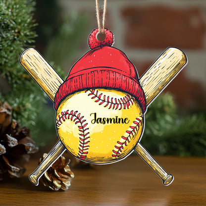 Shineful 2D Acrylic Ornament - Personalized Swingin' Softball Cheer