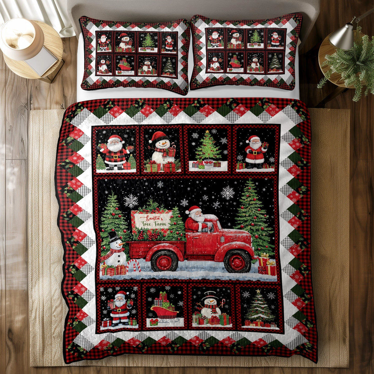 Shineful All Season Quilt 3-Piece Set - Santa's Tree Farm