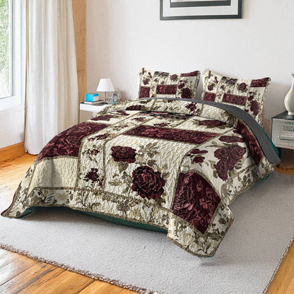 Shineful All Season Quilt 3-Piece Set - Vintage Rose Elegance