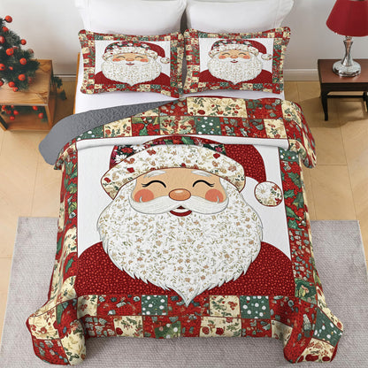 Shineful All Season Quilt 3-Piece Set Santa Claus Patchwork